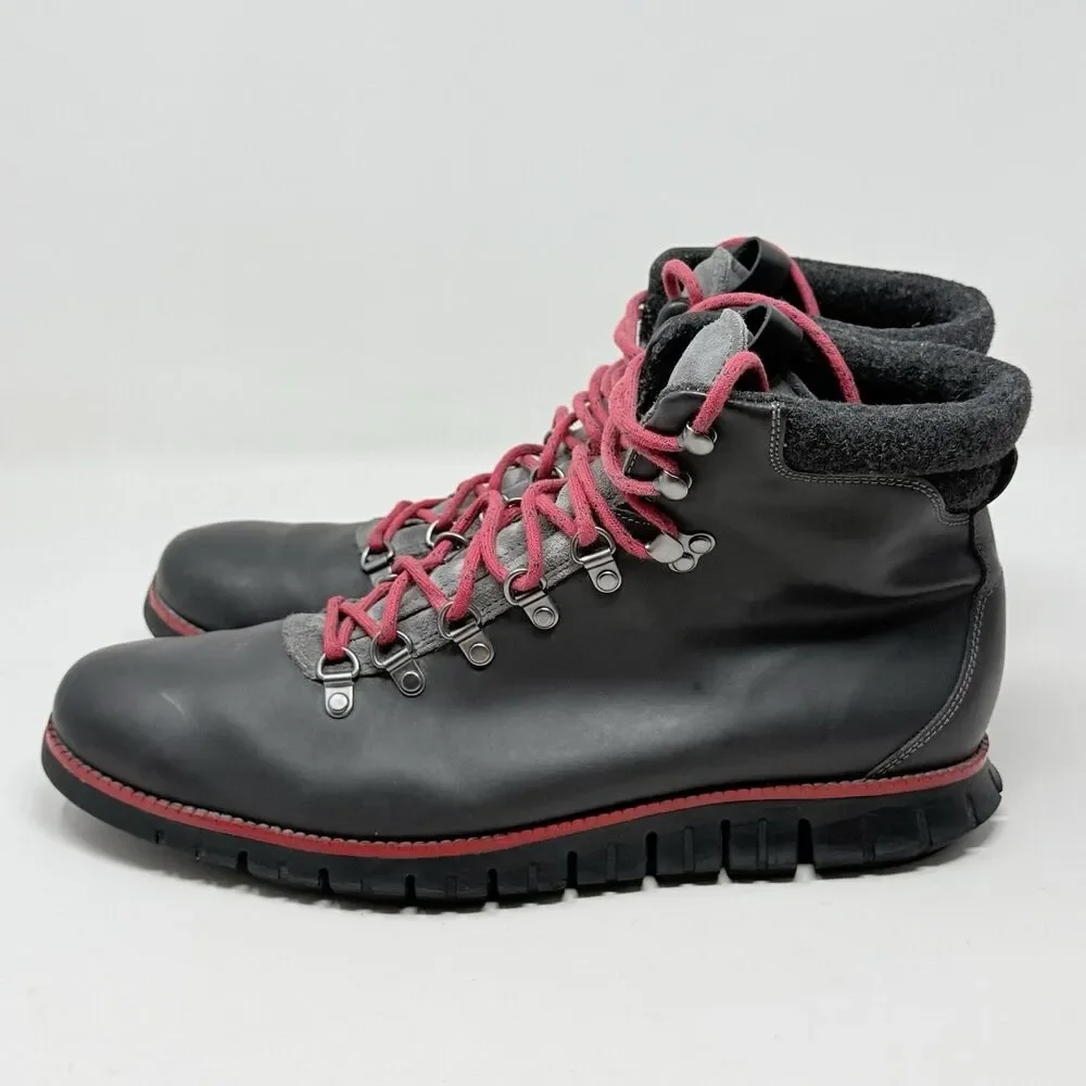 Cole Haan ZeroGrand Water Resistant Hiking Boots Mens 12 M Gray Magnet Leather